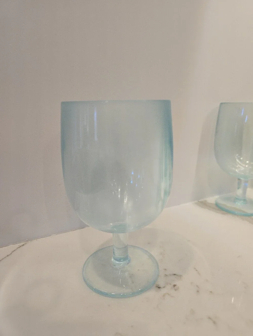 Stemmed Heavyweight Thick Durable Plastic Wine Glasses, 7-Piece Set, Aqua, GUC